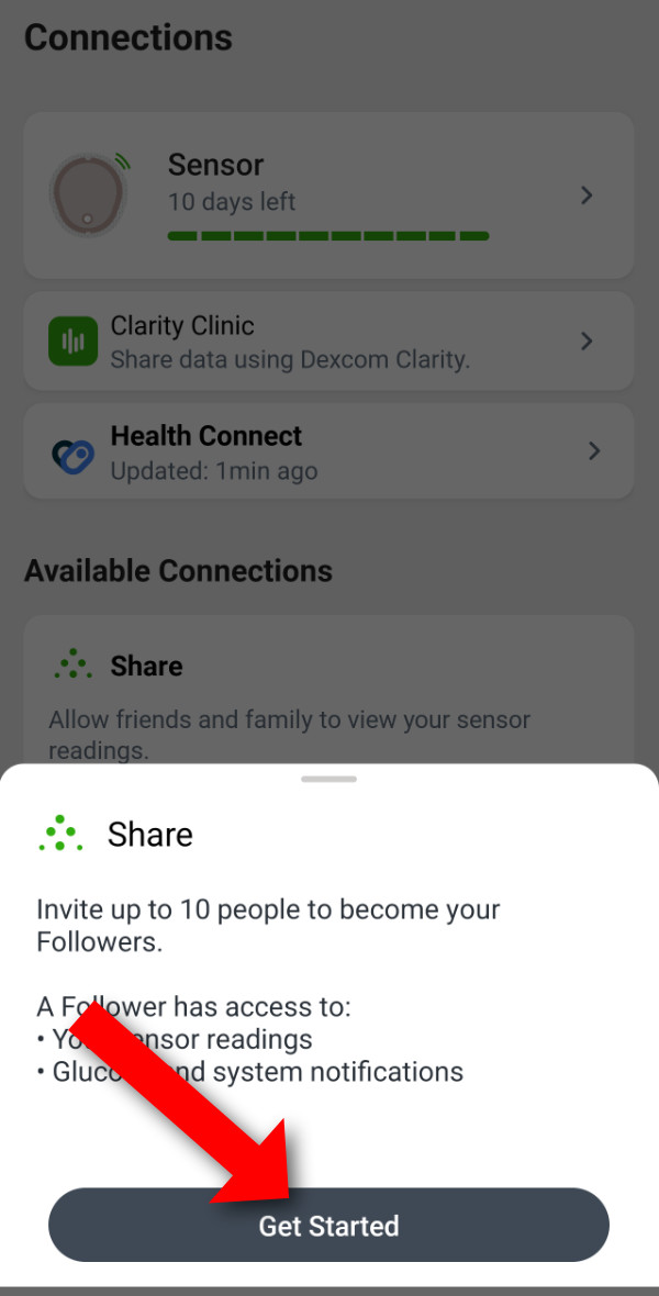 Dexcom Share Setup Step 2