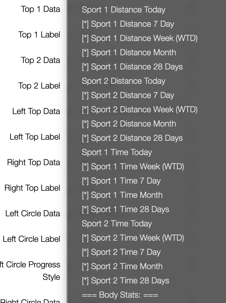 Select Sport Datafield